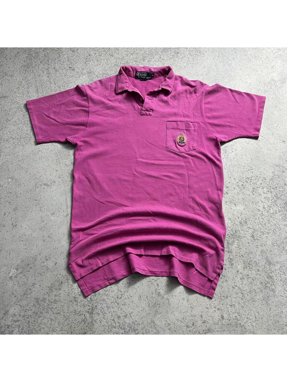 Vintage Polo Ralph Lauren Crest Polo Shirt Mens Sz. M Pink 80s 90s USA Made
